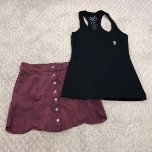 Sullen Angels TankTop, w/ American Eagle Suede Skirt Bundle EUC